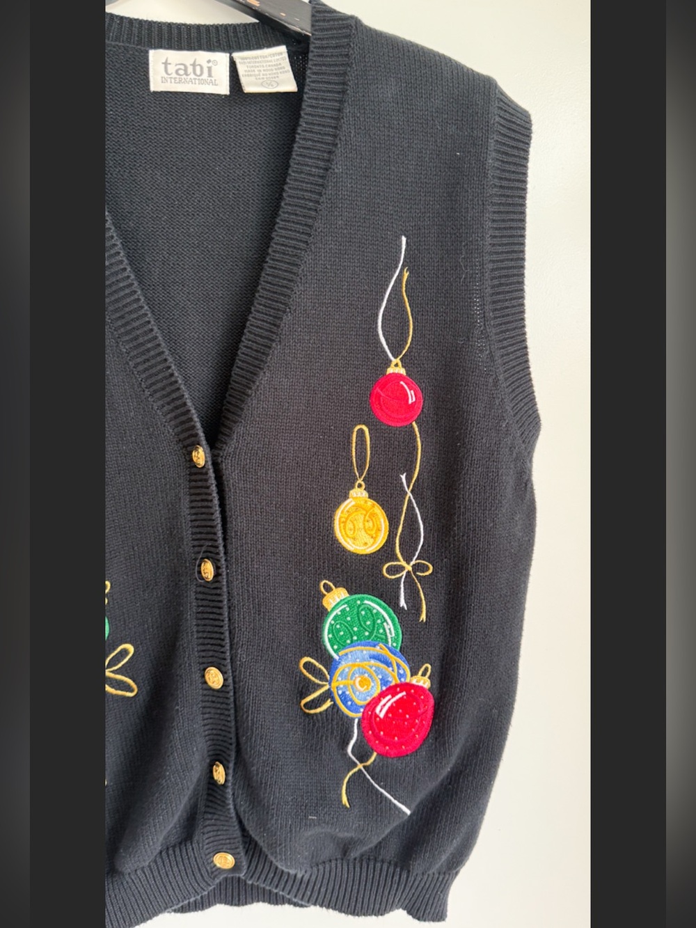 Vintage Tabi International Christmas Ornaments Sweater Vest Embroidered Knit L - Picture 7 of 10